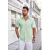 COOFANDY Mens Short Sleeve Dress Shirts Wrinkle Free Business Casual Button Down Shirt with Pocket(Light Green)