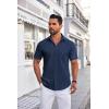 COOFANDY Mens Short Sleeve Dress Shirts Wrinkle Free Business Casual Button Down Shirt with Pocket(Navy Blue)