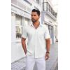 COOFANDY Mens Short Sleeve Dress Shirts Wrinkle Free Business Casual Button Down Shirt with Pocket(White)