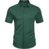 COOFANDY Mens Short Sleeve Wrinkle Free Shirt Casual Button Down Shirt Summer Dress Shirt(Lake Green)