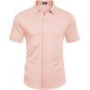 COOFANDY Mens Short Sleeve Wrinkle Free Shirt Casual Button Down Shirt Summer Dress Shirt(Light Pink)
