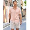 COOFANDY Mens Short Sleeve Wrinkle Free Shirt Casual Button Down Shirt Summer Dress Shirt(Light Pink)