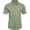 COOFANDY Mens Short Sleeve Wrinkle Free Shirt Casual Button Down Shirt Summer Dress Shirt(Moon Green)