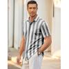 COOFANDY Mens Short Sleeve Wrinkle Free Shirt Casual Button Down Shirt Summer Dress Shirt(Stripe-black&white)