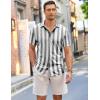 COOFANDY Mens Short Sleeve Wrinkle Free Shirt Casual Button Down Shirt Summer Dress Shirt(Stripe-black&white)