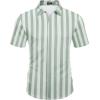 COOFANDY Mens Short Sleeve Wrinkle Free Shirt Casual Button Down Shirt Summer Dress Shirt(Stripe-green&white)