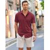 COOFANDY Mens Short Sleeve Wrinkle Free Shirt Casual Button Down Shirt Summer Dress Shirt(Wine Red)