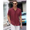 COOFANDY Mens Short Sleeve Wrinkle Free Shirt Casual Button Down Shirt Summer Dress Shirt(Wine Red)