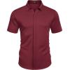COOFANDY Mens Short Sleeve Wrinkle Free Shirt Casual Button Down Shirt Summer Dress Shirt(Wine Red)