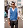 COOFANDY Sweater Vest for Men Regular Fit V Neck Sleeveless Knitted Pullovers Sweater(Blue)
