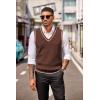 COOFANDY Sweater Vest for Men Regular Fit V Neck Sleeveless Knitted Pullovers Sweater(Brown)