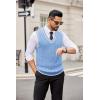 COOFANDY Sweater Vest for Men Regular Fit V Neck Sleeveless Knitted Pullovers Sweater(Light Blue)