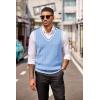 COOFANDY Sweater Vest for Men Regular Fit V Neck Sleeveless Knitted Pullovers Sweater(Light Blue)