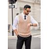 COOFANDY Sweater Vest for Men Regular Fit V Neck Sleeveless Knitted Pullovers Sweater(Light Khaki)