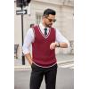 COOFANDY Sweater Vest for Men Regular Fit V Neck Sleeveless Knitted Pullovers Sweater(Wine Red)