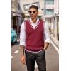 COOFANDY Sweater Vest for Men Regular Fit V Neck Sleeveless Knitted Pullovers Sweater(Wine Red)