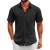 COOFANDY Men Short Sleeve Button Down Hawaiian Shirts forMen Casual Summer Shirt Black