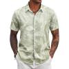 COOFANDY Mens Hawaiian Shirts Short Sleeve Tropical Button Down Shirt Floral Shirt Summer Beach Shirt(A-palm Leaf Green)