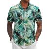 COOFANDY Mens Hawaiian Shirts Short Sleeve Tropical Button Down Shirt Floral Shirt Summer Beach Shirt(Bamboo Green&yellow)