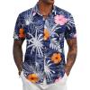 COOFANDY Mens Hawaiian Shirts Short Sleeve Tropical Button Down Shirt Floral Shirt Summer Beach Shirt(Flowers Blue Hibiscus)