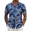 COOFANDY Mens Hawaiian Shirts Short Sleeve Tropical Button Down Shirt Floral Shirt Summer Beach Shirt(Flowers&leaf Navy)