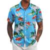 COOFANDY Mens Hawaiian Shirts Short Sleeve Tropical Button Down Shirt Floral Shirt Summer Beach Shirt(Multi Flowers Blue)