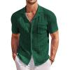 COOFANDY Men’s Knit Button Down Shirt Short Sleeve Vintage Polo Shirts Summer Casual Beach Tops(Green)
