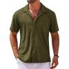 COOFANDY Mens Short Sleeve Dress Shirts Button Down Untucked Wrinkle Free Shirts Casual Summer Shirt with Pocket(Army Green)