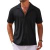 COOFANDY Mens Short Sleeve Dress Shirts Button Down Untucked Wrinkle Free Shirts Casual Summer Shirt with Pocket(Black)