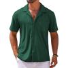 COOFANDY Mens Short Sleeve Dress Shirts Button Down Untucked Wrinkle Free Shirts Casual Summer Shirt with Pocket(Evergreen)
