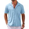 COOFANDY Mens Short Sleeve Dress Shirts Button Down Untucked Wrinkle Free Shirts Casual Summer Shirt with Pocket(Light Blue)