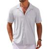 COOFANDY Mens Short Sleeve Dress Shirts Button Down Untucked Wrinkle Free Shirts Casual Summer Shirt with Pocket(Light Gray)