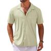 COOFANDY Mens Short Sleeve Dress Shirts Button Down Untucked Wrinkle Free Shirts Casual Summer Shirt with Pocket(Light Green)