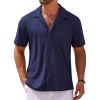 COOFANDY Mens Short Sleeve Dress Shirts Button Down Untucked Wrinkle Free Shirts Casual Summer Shirt with Pocket(Midnight Blue)