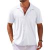 COOFANDY Mens Short Sleeve Dress Shirts Button Down Untucked Wrinkle Free Shirts Casual Summer Shirt with Pocket(White)