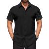 COOFANDY Mens Short Sleeve Dress Shirts Stretch Wrinkle Free Button Down Shirt Casual Summer Top(Black)