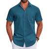 COOFANDY Mens Short Sleeve Dress Shirts Wrinkle Free Business Casual Button Down Shirt with Pocket(Blue)