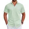 COOFANDY Mens Short Sleeve Dress Shirts Wrinkle Free Business Casual Button Down Shirt with Pocket(Light Green)
