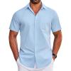 COOFANDY Mens Short Sleeve Dress Shirts Wrinkle Free Business Casual Button Down Shirt with Pocket(Sky Blue)