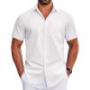 COOFANDY Mens Short Sleeve Dress Shirts Wrinkle Free Business Casual Button Down Shirt with Pocket(White)