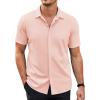 COOFANDY Mens Short Sleeve Wrinkle Free Shirt Casual Button Down Shirt Summer Dress Shirt(Light Pink)