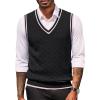 COOFANDY Sweater Vest for Men Regular Fit V Neck Sleeveless Knitted Pullovers Sweater(Black)