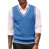 COOFANDY Sweater Vest for Men Regular Fit V Neck Sleeveless Knitted Pullovers Sweater(Blue)