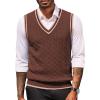 COOFANDY Sweater Vest for Men Regular Fit V Neck Sleeveless Knitted Pullovers Sweater(Brown)