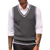 COOFANDY Sweater Vest for Men Regular Fit V Neck Sleeveless Knitted Pullovers Sweater(Dark Grey)