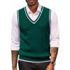 COOFANDY Sweater Vest for Men Regular Fit V Neck Sleeveless Knitted Pullovers Sweater(Green)