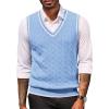 COOFANDY Sweater Vest for Men Regular Fit V Neck Sleeveless Knitted Pullovers Sweater(Light Blue)
