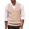 COOFANDY Sweater Vest for Men Regular Fit V Neck Sleeveless Knitted Pullovers Sweater(Light Khaki)