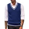 COOFANDY Sweater Vest for Men Regular Fit V Neck Sleeveless Knitted Pullovers Sweater(Navy Blue)
