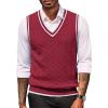 COOFANDY Sweater Vest for Men Regular Fit V Neck Sleeveless Knitted Pullovers Sweater(Wine Red)